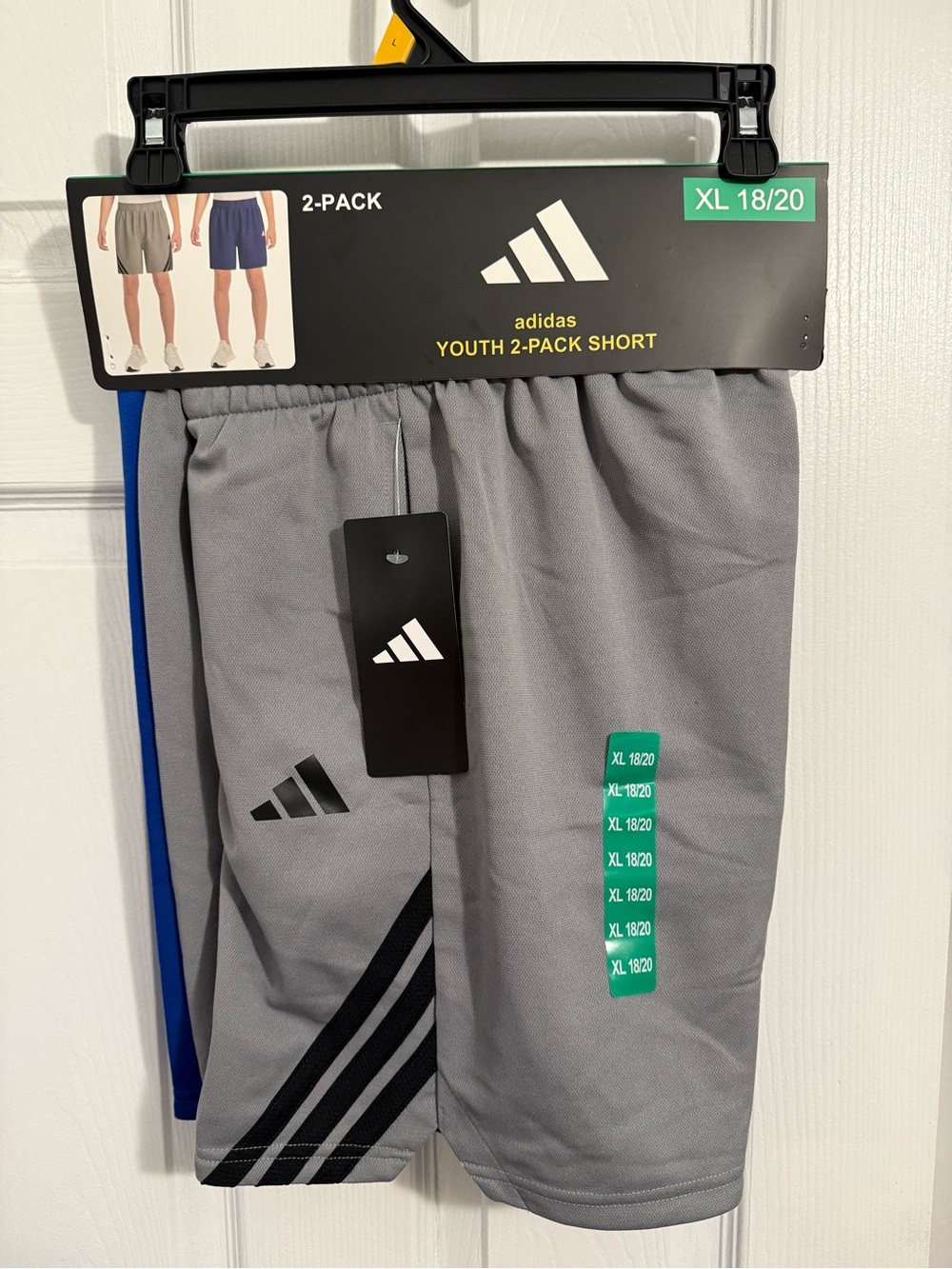 adidas Youth 2-Pack Athletic Shorts in Gray and Blue